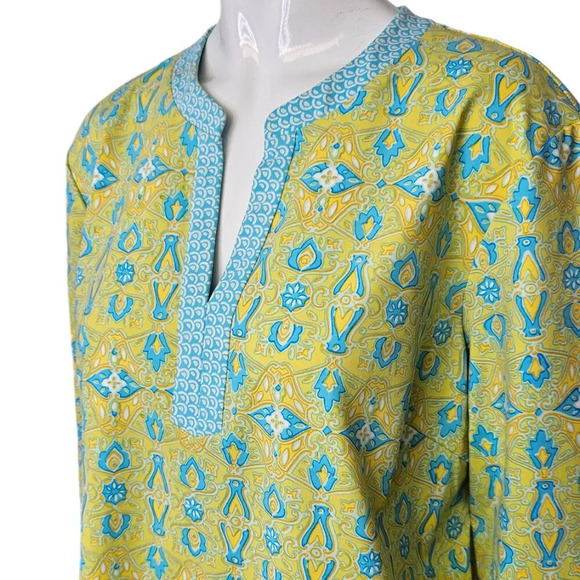 J. McLaughlin Boca Tunic Size Large 3/4 Sleeve Beachwalk Geo Print Nylon Spandex - Picture 4 of 9